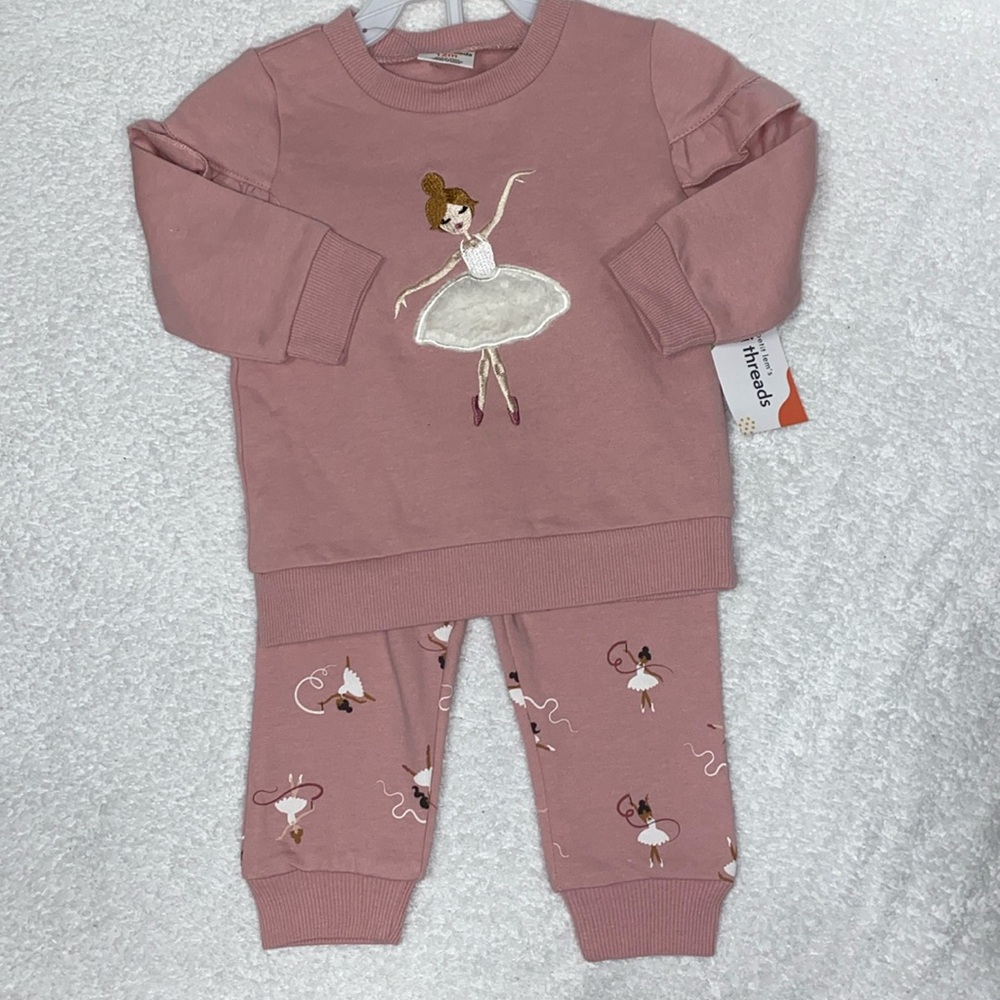 NWT petit lens mini threads ballerina ballet sweatshirt set 12m